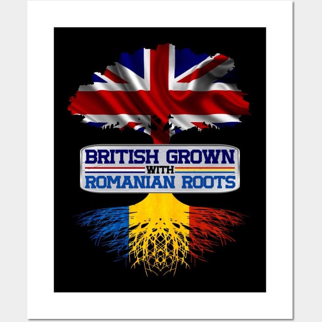 British Grown With Romanian Roots Cool Gift For Proud British Romanians Wall Art by BadDesignCo